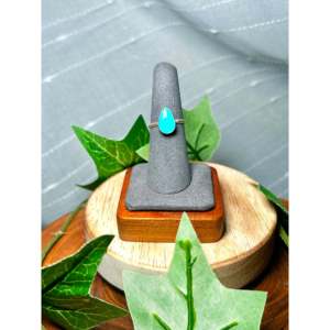 Navajo-Made Fine Jewelry Kingman Turquoise & Sterling <b>Silver</b> <b>Statement</b> <b>Ring</b> Size 6.75 for Everyday Wear - Product Image 1