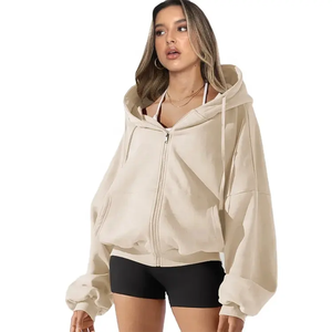 Latest Y2k Style Plain Cropped Hoodie Jacket Women Crop Top Plus Size Women's Hoodies - Product Image 1