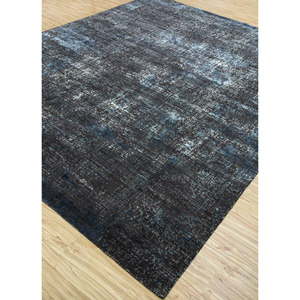 Tapis noué à la main en laine et soie de bambou à motifs abstraits Uvenuti gris et noir - pour usage domestique - Product Image 2