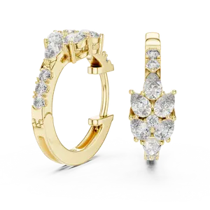 Boucles d'oreilles en forme de feuille de Bali avec diamants ronds, or, or rose, argent 925, argent plaqué or jaune/or rose plaqué, 3,42 g - Product Image 2