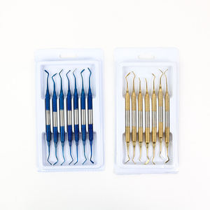 Kit d'instruments dentaires manuels en composite bleu, 7 pièces, outils en acier inoxydable pour le nettoyage, le remplissage, plaqué titane, certifié CE, ASTRIN - Product Image 4