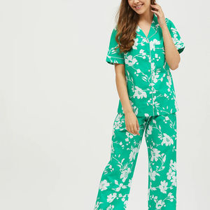 Floral Design Printed <b>Women's</b> Sleepwear Clothing T-Shirts & Ankle Length Trousers Pajama <b>Sets</b> Customizable Night Dress Ladies - Product Image 6