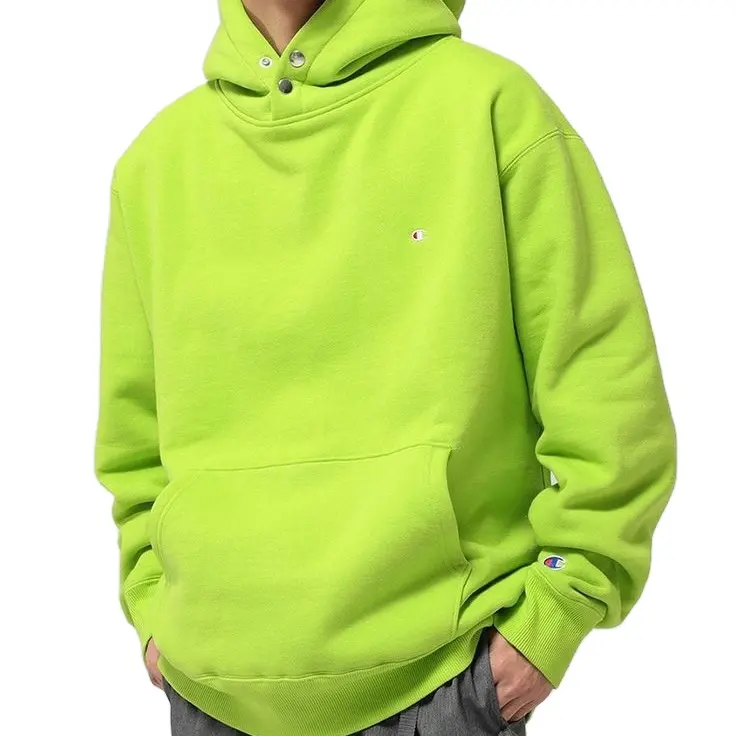 Boy ağır Neon yeşil Hoodie erkek genç spor ucuz artı boyutu moda Hip Hop Hoodies