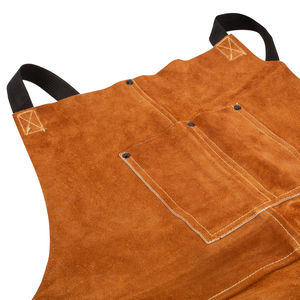 Delantal de cuero de vaca natural cosido doble mono de traje de soldadura de 3 bolsillos con correa de lazo 24x36 pulgadas para uso en exteriores - Product Image 3
