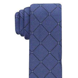 Perry Ellis Men's Luxury Burr Classic Geo Grid <b>Tie</b> Navy Regular Size Jacquard Print <b>Polyester</b> Gift Boxed - Product Image 2