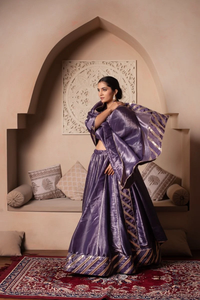 GHAZAL Modern Slim Fit <b>Purple</b> Silk Gota Patti Lehenga Choli Set with Dupatta <b>for</b> Diwali Weddings Festive Wear Ethnic Bridal Sets - Product Image 6