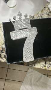 จี้เพชรโมอิสซาไนต์รูปมงกุฎแบบกำหนดเอง หมายเลข 7 เงินแท้ 925 สร้อยคอฮิปฮอปประดับเพชร - Product Image 2