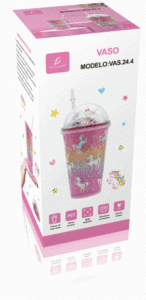 Vaso Térmico Unicornio con Tapa de Cúpula y Popote, 350ml, Plástico PC de Doble Capa, para Niños, Diseño Clásico de Dibujos Animados, Aislamiento Térmico - Product Image 4