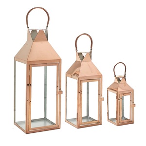 <b>Set</b> of Three Gold Plated Lantern Premium Quality Handmade <b>Candle</b> Holder Classic Stylish Wholesale Metal Lantern - Product Image 2