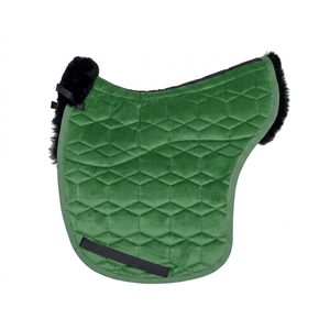 TOUGH TACK OEM Tapis de selle islandais de luxe personnalisé avec bordure en fausse fourrure, matelassé hexagonal en velours, style saut d'obstacles, pour compétition - Product Image 4