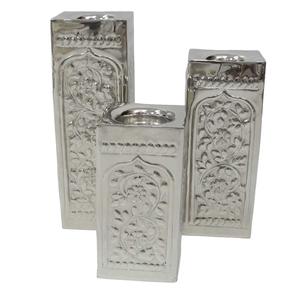 Porte-bougie en métal décoratif de taille standard avec finition dorée gravée à la main pour mariage et décoration de la maison - Product Image 6