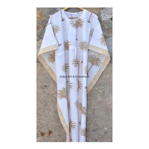 Venta al por mayor bloque de mano impreso algodón kaftan bloque impreso algodón playa kaftan - Product Image 5