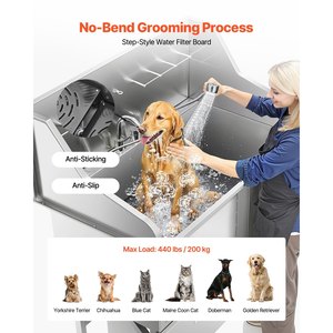 Station de lavage pour chiens VEVOR en acier inoxydable 304, 50 pouces, avec rampe antidérapante à faible pente et tiroir de rangement - Product Image 4