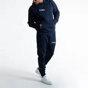 Yüksek kaliteli teknoloji polar özel ağır Hoodie ter pantolon iki parçalı Set özel etiket eşofman takımlar erkek Jogger Hoodie seti