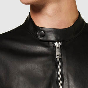 2025 hombres gran oferta chaqueta de cuero de piel de vaca auténtica High Street Slim Fit invierno Stand Collar frente Logo personalizado - Product Image 4