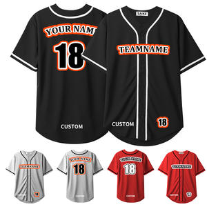 BETHERIVAL Botón Malla Alta calidad 3/4 Mangas raglán Camiseta de béisbol unisex 100% Poliéster Ropa transpirable de secado rápido - Product Image 3