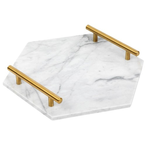 Plateau de service en marbre avec poignées en laiton Décor de mariage Plateaux en marbre naturel Looks de luxe pour la maison Hôtel Plateau de service Décor de table - Product Image 1