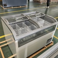 Compresseur de congélateur à îlot transparent de style chinois commercial pour réfrigérateur d'aliments surgelés de refroidissement de supermarché