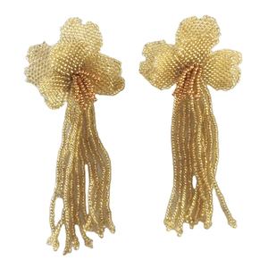 Offre spéciale exclusive sur les meilleures tenues de soirée de qualité 11 cm de long en perles roses faites à la main avec des boucles d'oreilles à glands - Product Image 1