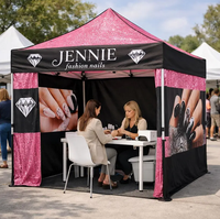 Tonnelle publicitaire personnalisée robuste 10x10 avec structure en aluminium, imperméable et résistante aux UV, pour événements et salons professionnels