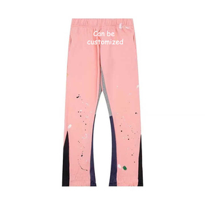 Pantalon de survêtement évasé décontracté pour hommes, baggy à rayures droites, jambe large, séchage rapide, respirant, polyester/coton, avec logo personnalisé - Product Image 5