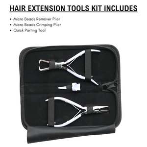 Hair Extension tools Kit Microbead <b>Crimping</b> Pliers Bead Remover Pliers & Finger Hair Parting Ring for Micro Ring Extensions - Product Image 2