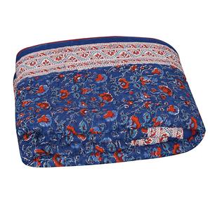 Edredón Kantha hecho a mano, estampado de bloques florales negros en algodón indio Beige, juego de cama de hotel de invierno suave de alta calidad para uso doméstico - Product Image 2