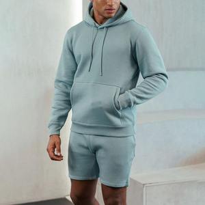 เสื้อฮู้ดสีพื้นสำหรับผู้ชาย เสื้อสเวตเชิ้ตผ้าคอตตอนผสมคุณภาพพรีเมียมสำหรับชุดลำลองสตรีทแวร์ เสื้อฮู้ดผู้ชายและกางเกงวอร์มแทรคสูท - Product Image 4