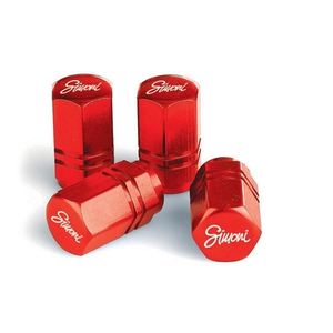 Cappucci Valvola Aria Cromati Rossi in Alluminio per Fiat 500 F L R 126 Serie 4, Adattatori Valvole Ruota, Accessori per Ruote - Product Image 1