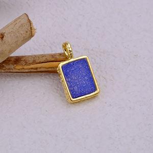 จี้ดรูซี่ทรงสี่เหลี่ยมผืนผ้าสีน้ำเงินพร้อมฝาสีทองประดับอัญมณีธรรมชาติสำหรับทำเครื่องประดับ - Product Image 3