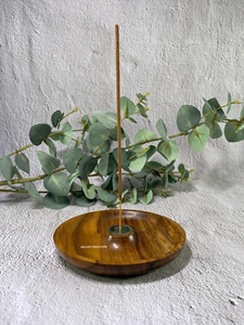 Grand porte-encens rustique vintage en bois d'acacia avec incrustation en métal poli pour vos bâtons parfumés de ZAMZAM IMPEX - Product Image 2