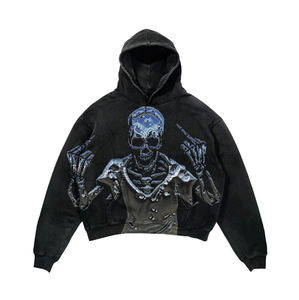 Pull à capuche surdimensionné de haute qualité pour hommes Style Vintage Streetwear Logo personnalisé imprimé en gros polaire solide - Product Image 3