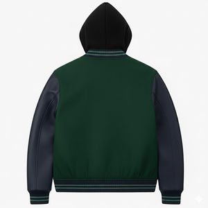 Veste universitaire d'hiver pour homme, veste matelassée élégante et confortable avec fermeture éclair sur le devant, col rond, service OEM, look moderne et tendance - Product Image 2