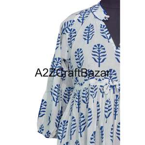 Vestido Largo Informal para Mujer, 100% Algodón, Cuello en V, Manga Larga, Estilo Boho, Estampado Floral, Transpirable, para Uso Diario - Product Image 3