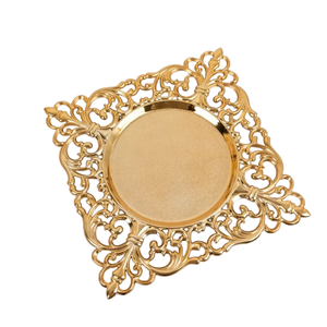 Assiettes de chargeur dorées de forme carrée avec couleur et tailles personnalisées pour hôtels et décoration de table à la maison 12 pouces - Product Image 1