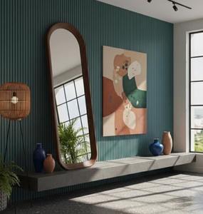 Miroir décoratif de luxe fait main Art Déco en noyer, pleine longueur, avec cadre en bois massif, pour la décoration intérieure - Product Image 5