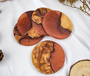 Posavasos de resina epoxi Simple creativo Popular aislamiento empalme madera de Acacia posavasos de aislamiento térmico posavasos redondos y cuadrados - Product Image 4