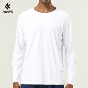 HONFIT Custom Logo Summer Breathable Quick Dry Male Activewear Blank Solid 180Gsm Casual Sports <strong>White</strong> Men's Long Sleeve T <strong>Shirt</strong> - Product Image 1