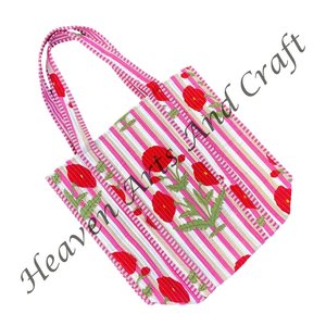 Sac en tissu de coton Jhola sac fourre-tout à bandoulière de haute qualité cadeaux abordables pour les femmes sacs fourre-tout multicolores cadeaux artisanaux indiens - Product Image 1