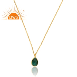 Collier avec pendentif en argent sterling de qualité supérieure plaqué or 18 ct avec émeraude naturelle et corindon, fabricant de bijoux fins Demi - Product Image 2