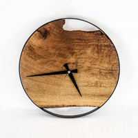 Jam Dinding Kayu Alami Berlapis Besi dengan Jarum Kuarsa Dua Sisi, Desain Antik Modern, Grosir