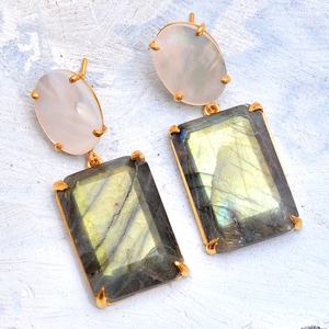 Labradorite Long Sterling Silver Gold Plated Handmade Gemstone <b>Fine</b> Women's Jewelry <b>Dangle</b> Fashion <b>Earrings</b> Wedding Party - Product Image 2