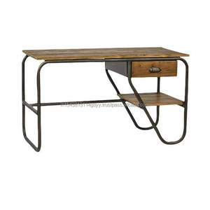 Escritorio moderno de madera maciza para oficina en casa 2025, estilo Simple con marco de Metal, almacenamiento lateral para entrada de Hotel, mesa de comedor de Villa - Product Image 1