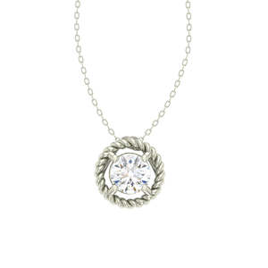 NOVAMART Fine Women's Girls' 925 Sterling Silver Rhodium Plated <b>Rope</b> Pendant <b>Chain</b> White Gold Rose Options Featuring Zircon Diam - Product Image 1