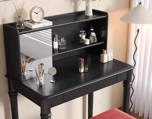 Modern standing makeup vanity Solid wood makeup desk Multi-purpose bedroom furniture Modern standing vanity <b>table</b> - Product Image 2