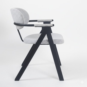 YAKUT Modern Upholstered <b>Dining</b> <b>Chair</b>, with Arms, Fabric Seat, Sturdy Metal Legs, Scandinavian Style, Restaurant/Cafe - Product Image 3