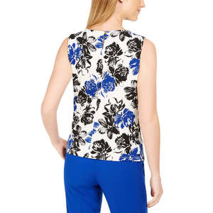 Top da Donna Calvin Klein Taglia Piccola, Bianco con Stampa Floreale e Collo Arricciato, Realizzato in Poliestere - Product Image 2