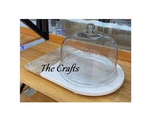 ถาดเสิร์ฟช็อคโกแลตหินอ่อนและรูปโดมพร้อมโดมแก้วขนาดและรูปทรงกำหนดได้เอง - Product Image 1