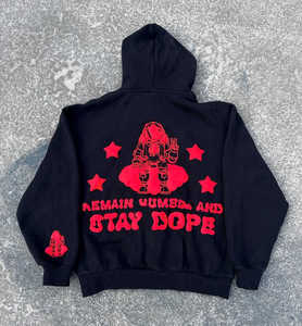 Ropa de calle Essentials sudaderas con estampado de espuma personalizado BOXY Fit de gran tamaño Unisex Zip Up sudaderas Puff Print Hoodie - Product Image 5
