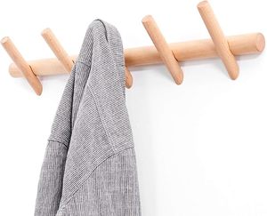 Wood Coat Hooks Wall Mounted Hat <b>Rack</b> Tower Hanger Wall Hooks Decorative Hanger With Pegs for Bedroom Bathroom & Kitchen Office - Product Image 1